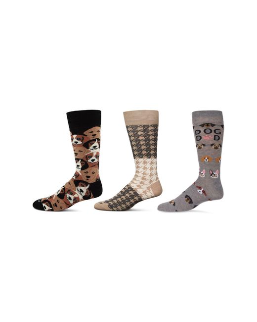 Memoi Metallic Pet Lover's Assorted 3-Pack Crew Socks for men