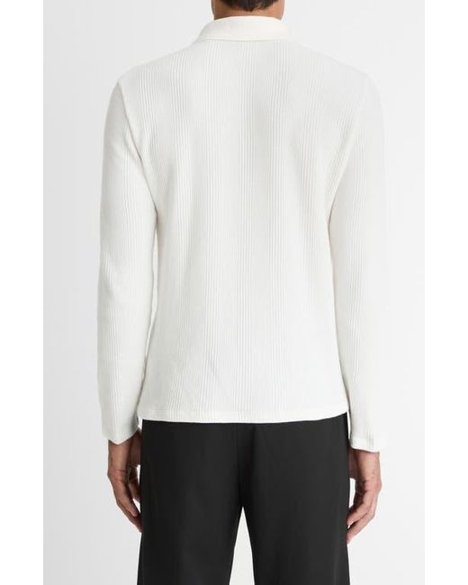 Vince White Variegated Texture Long Sleeve Polo for men