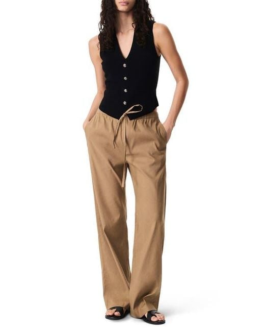 Rag & Bone Natural Logan Drawstring Linen Blend Pants
