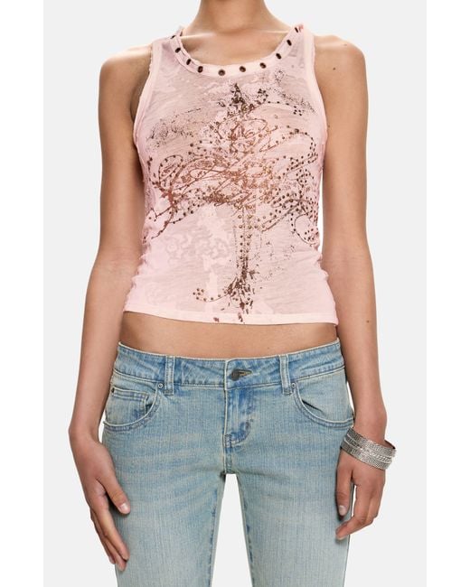 Jaded London Ramona Burnout Vest Top in Blue | Lyst