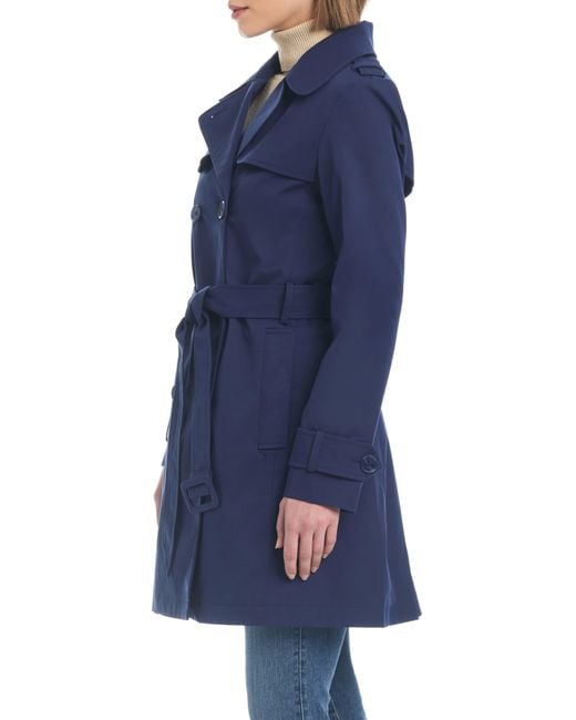 Kate Spade Blue Water Resistant Double Breasted Trench Coat