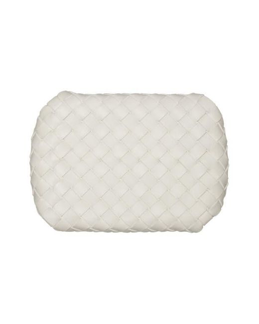 Bottega Veneta White Small Parachute Chain Intrecciato Leather Shoulder Bag