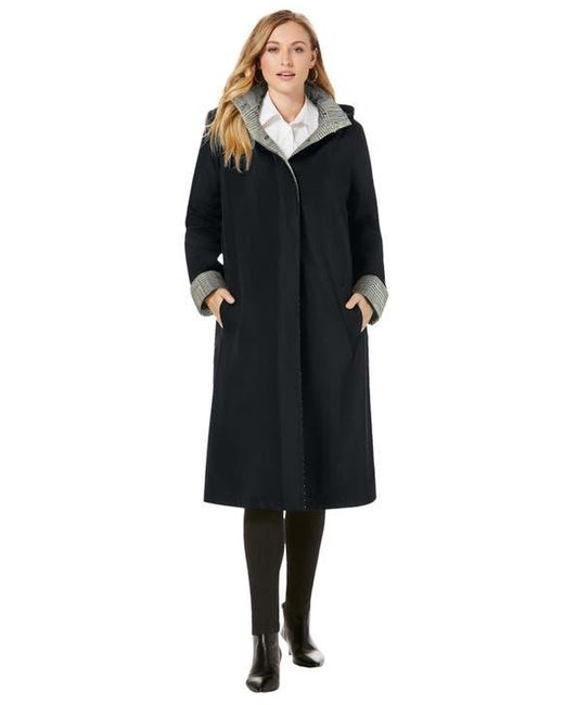 Jessica London Black Contrast Hood Raincoat