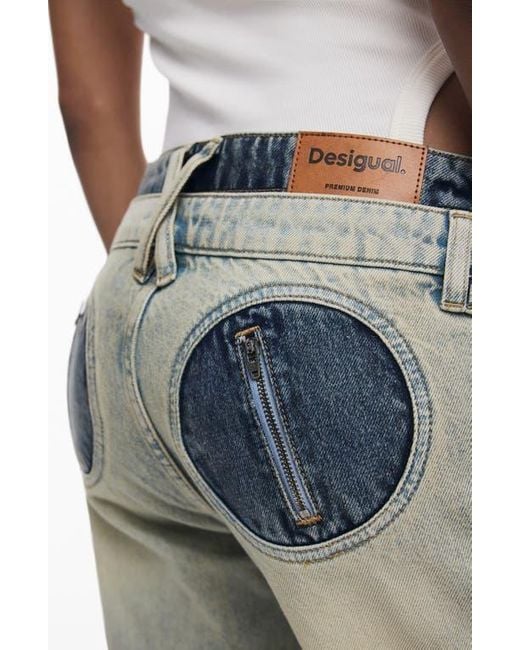 Desigual Gray Double Waist Two-Tone Jeans