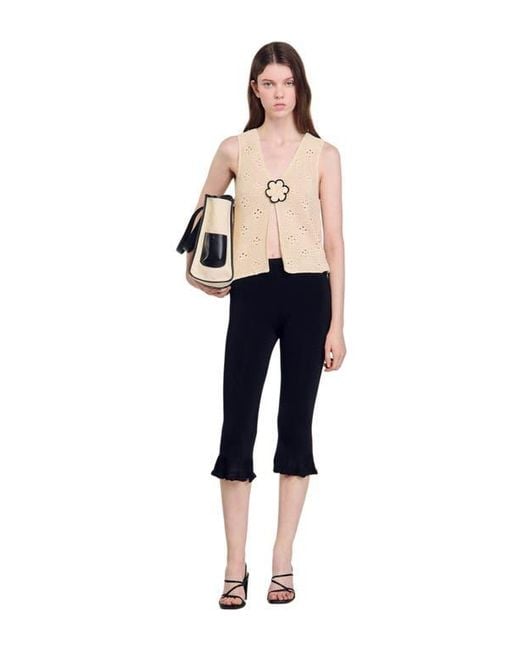 Sandro Blue Ruffled Capri Pants