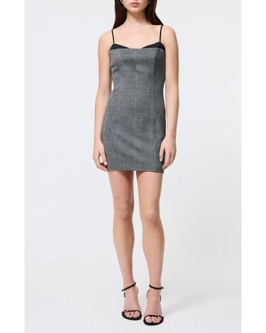 French Connection Gray Owen Plaid Peekaboo Minidress