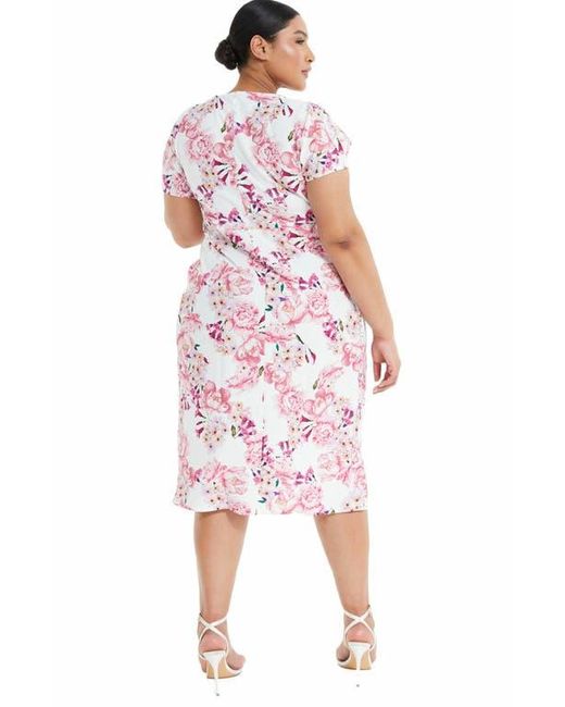 Quiz Red Plus Size Floral Scuba Crepe Wrap Maxi Dress