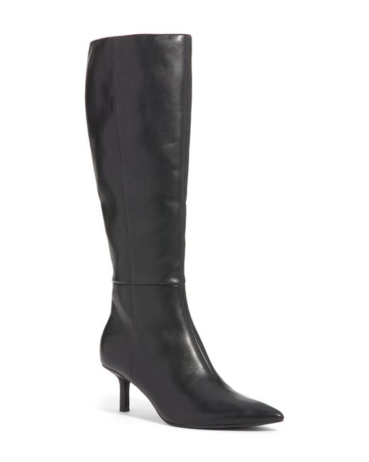 Open Edit Black Elara Pointed Toe Knee High Boot