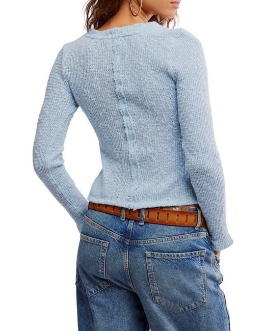 Free People Blue It's On Rib Cardigan