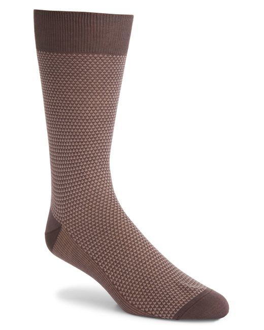 Canali Brown Micropattern Cotton Dress Socks for men