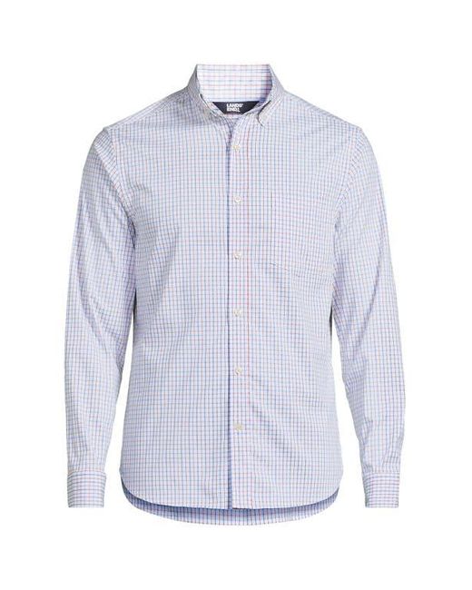Lands' End Blue Traditional Fit Long Sleeve Travel Kit Shirt for men