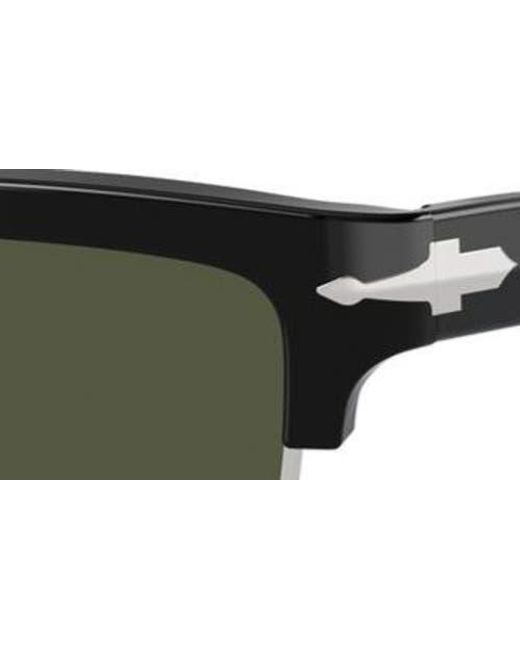 Persol Black Italian Rectangular Acetate Sunglasses for men