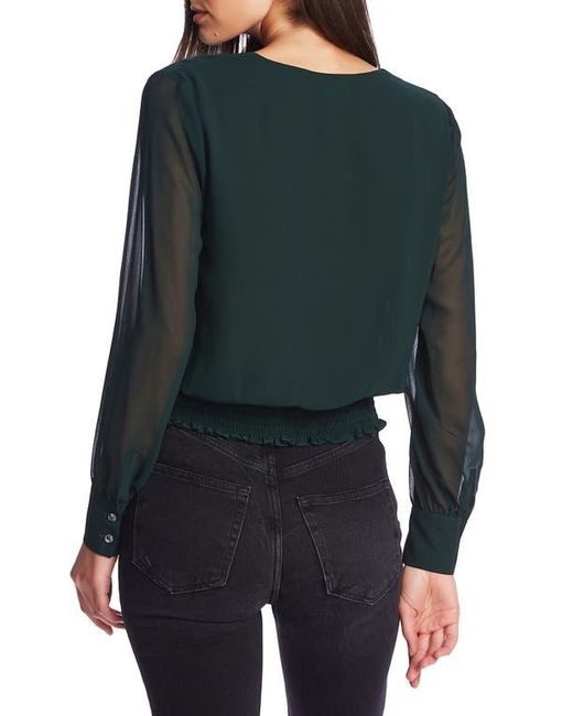 1.STATE Green Smocked Waist Blouse