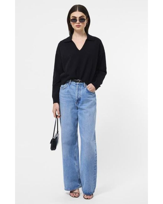 French Connection Black Sloane Johnny Collar Pullover