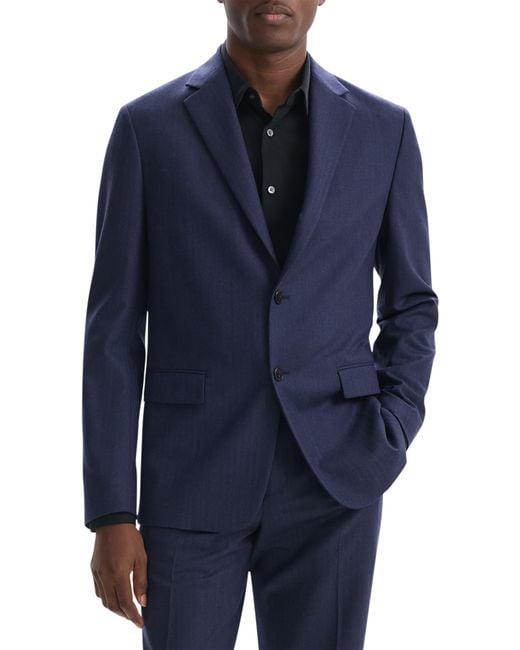 Theory Blue Chambers Herringbone Wool Blend Suit Jacket for men