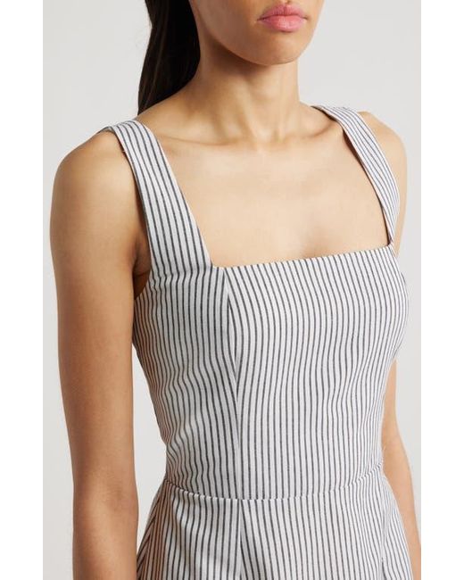Charles Henry White Stripe Sleeveless A-Line Minidress