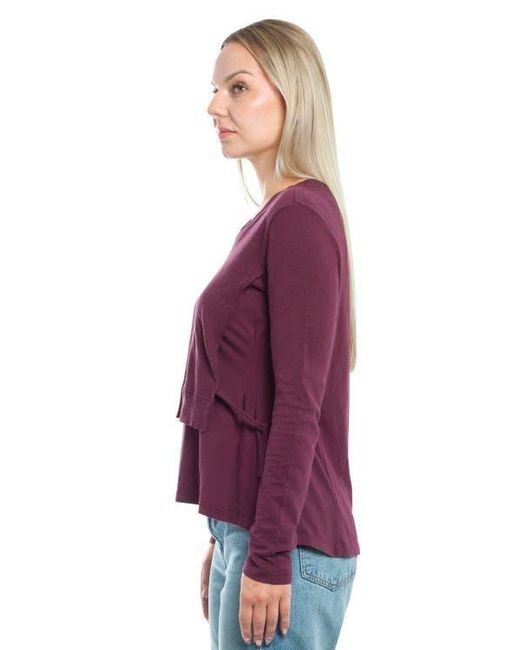 Wilt Purple Mixed Media Double Layer Effect V-Neck Tee