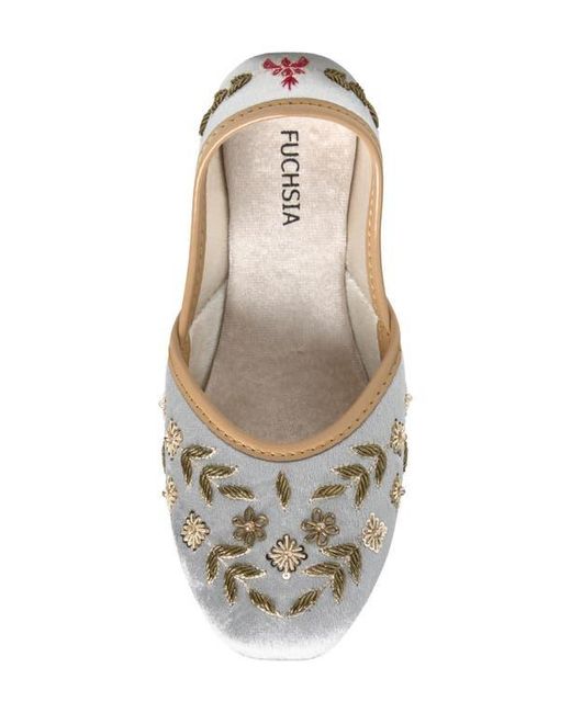 Fuchsia Gray Nawal Embroidered Flat