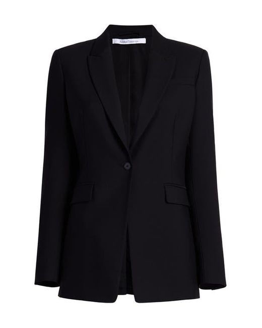 Another Tomorrow Black Tailored Single-Button Merino Wool Blazer