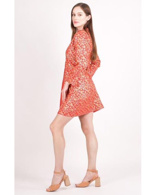 Ras Red Clara Silk Floral Jacquard Blazer Dress