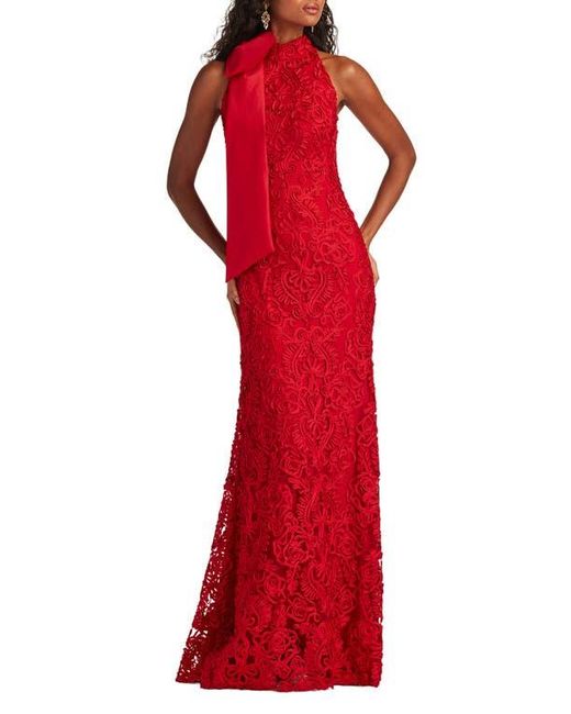 Tadashi Shoji Red Ribbon Bow Sleeveless Gown