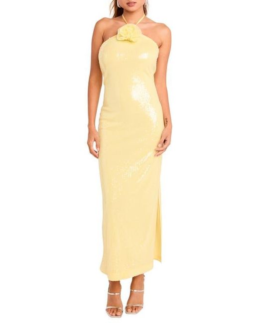 Endless Rose Rose Sequin Halter Maxi Dress in Yellow | Lyst Endless Rose Rose Sequin Halter Maxi Dress in Yellow | Lyst