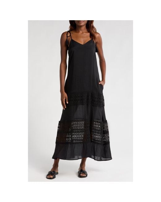 Elan Black Lace Tie Strap Cover-Up Maxi Dress