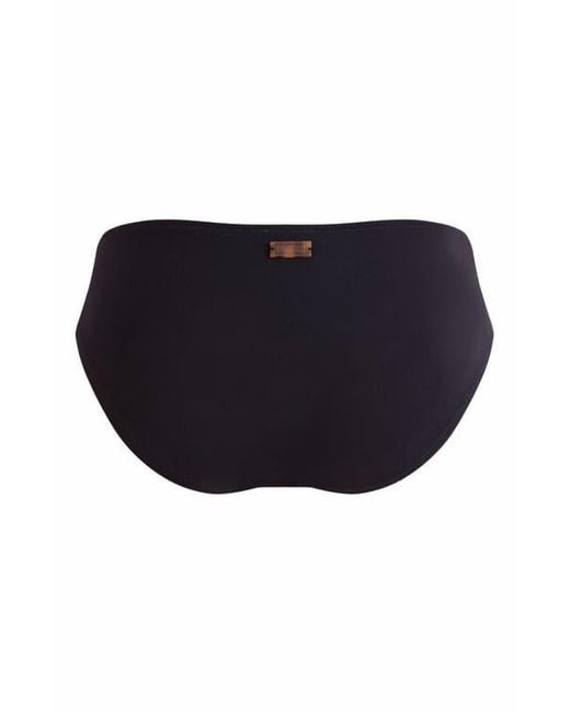 Vilebrequin Black Mid Rise Brief Bikini Bottom Solid
