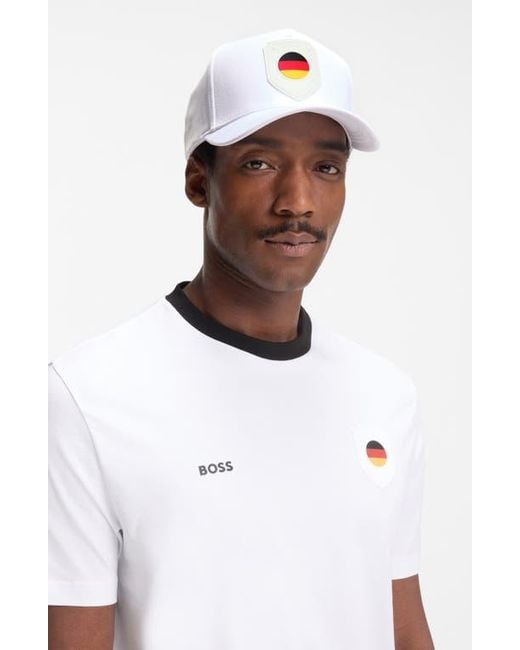 Boss White Poulin Lux Flag Patch Adjustable Baseball Cap for men