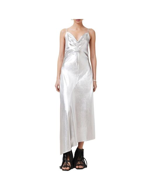 AllSaints White Alexia Metallic Asymmetric Slipdress