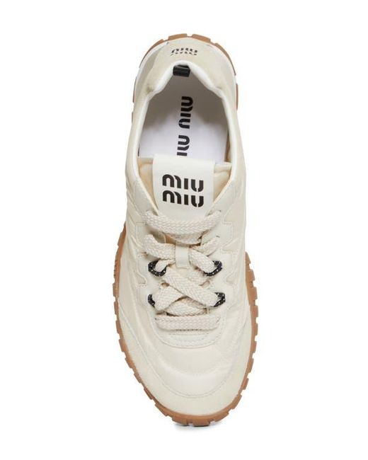 Miu Miu White Sport Quilted Nylon Sneaker