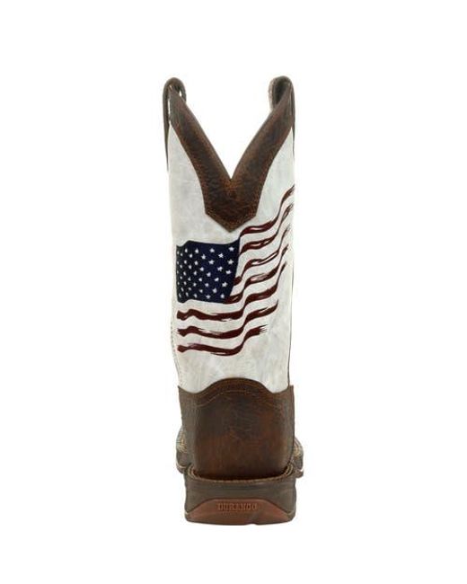 Durango Brown Distressed Flag Embroidery Western Boot for men