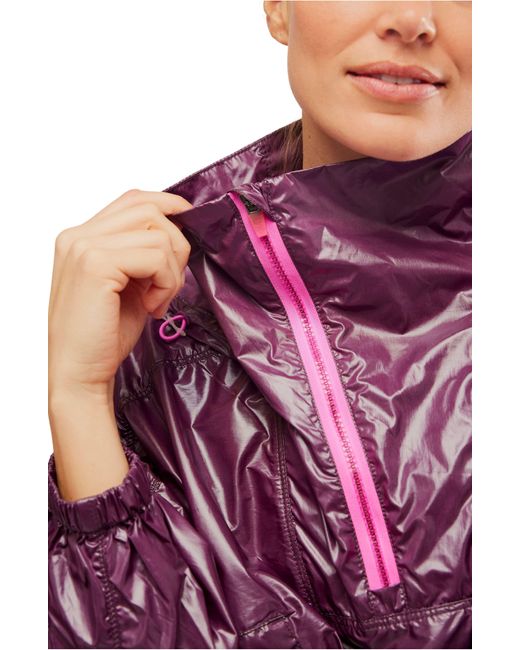 Fp Movement Purple Spring Showers Water Resistant Packable Rain Jacket