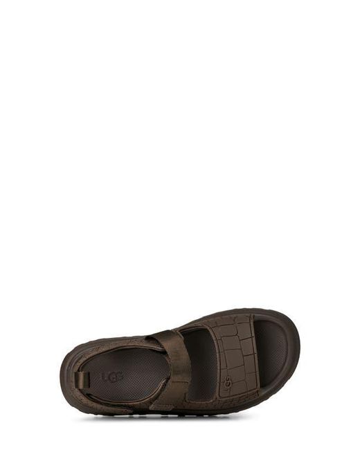 Ugg Brown Goldenglow Embossed Platform Sandal