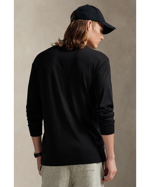Polo Ralph Lauren Black Classic Fit Long Sleeve Cotton T-Shirt for men
