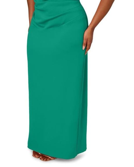 Adrianna Papell Green Asymmetric Drape Sheath Gown