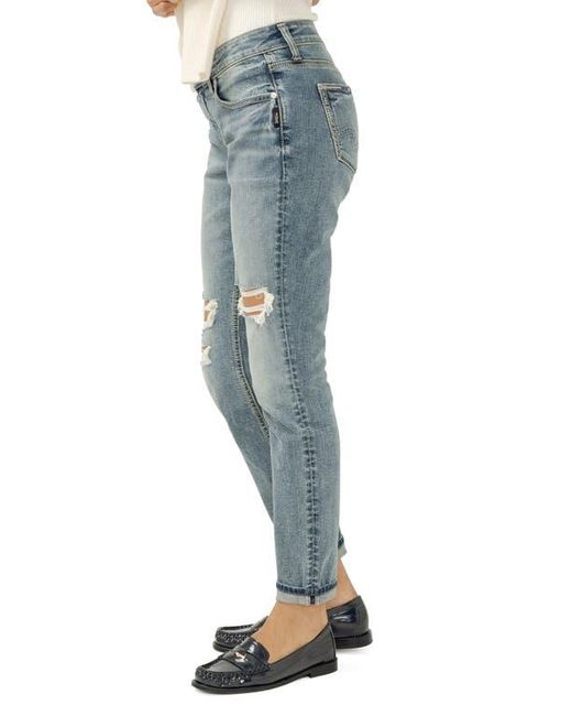Silver Jeans Co. Blue Ripped Girlfriend Jeans