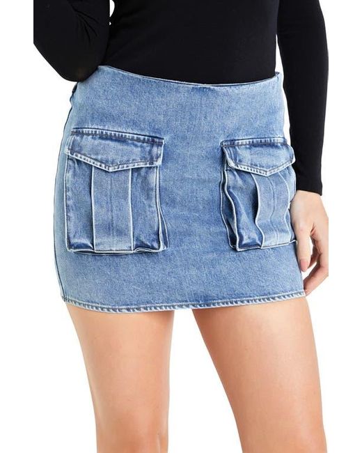 Grey Lab Blue Cargo Pocket Denim Miniskirt