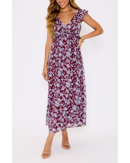 Vici Collection Red Enchanting Floral Ruffle Maxi Dress