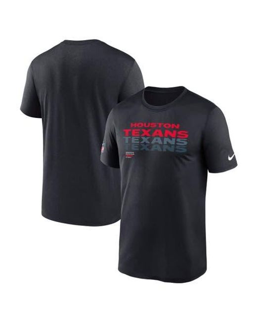 Nike Black Houston Texans Wordmark Block Sideline Legend Performance T-Shirt for men