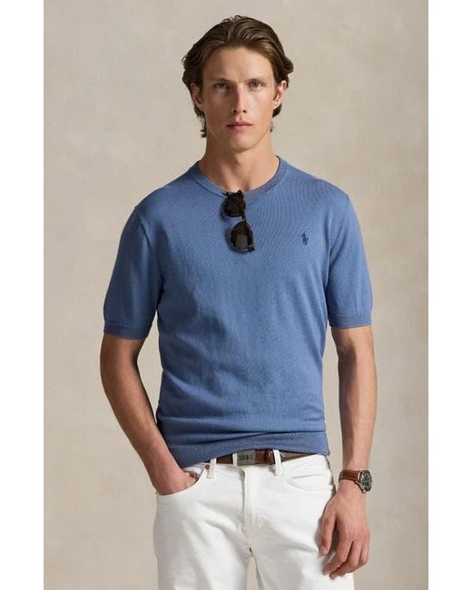 Polo Ralph Lauren Blue Short Sleeve Cotton Crewneck Sweater for men