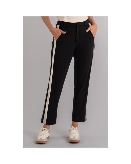 Kut From The Kloth Black Faye High Waist Side Stripe Ankle Wide Leg Pants