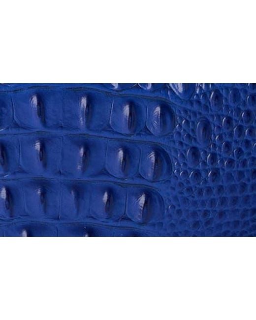 Brahmin Blue Small Kathleen Croc Embossed Leather Shoulder Bag