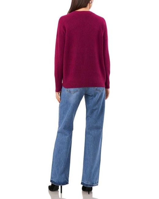 Vince Camuto Red Drop Shoulder V-Neck Sweater