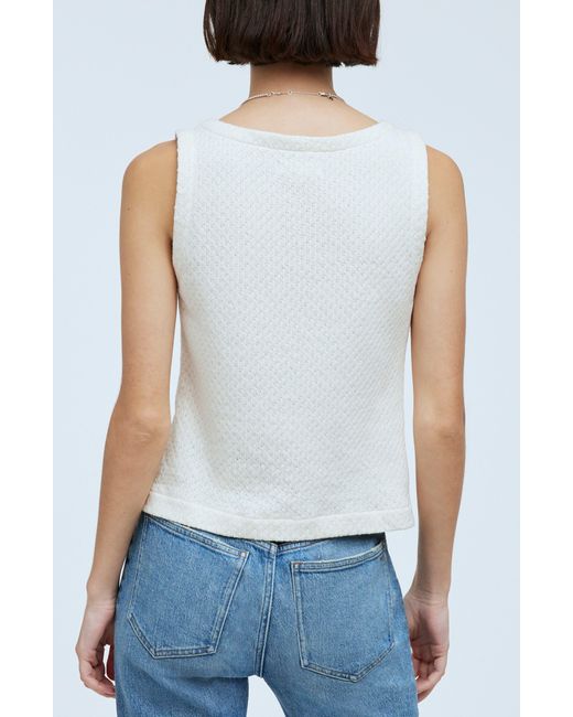 Madewell White Pointelle Single Button Vest