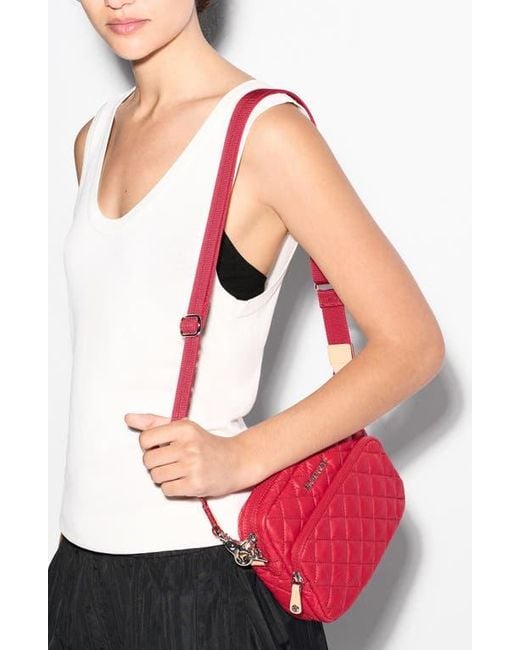 MZ Wallace Red Small Metro Quilted Nylon Camera Bag