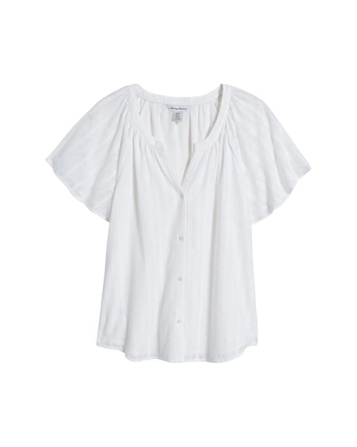 Tommy Bahama White Frond Illusion Burnout Short Sleeve Button-up Shirt