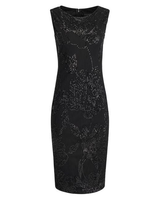 Donna Karan Women's Black Sequin Mesh Midi Dress