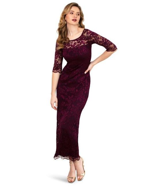 Alie Street London Lila 3/4 Sleeve Lace Maxi Gown in Red | Lyst