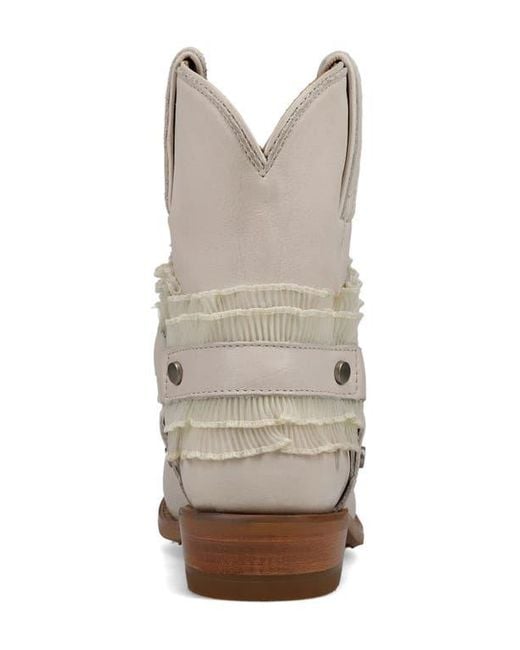 Frye White Billy Ruffle Harness Bootie